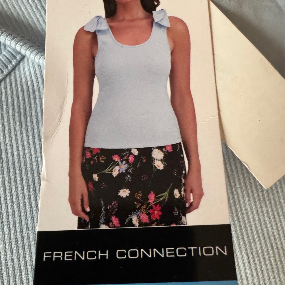 FRENCH CONNECTION Women Tank Top Large Light Blue Ribbed
